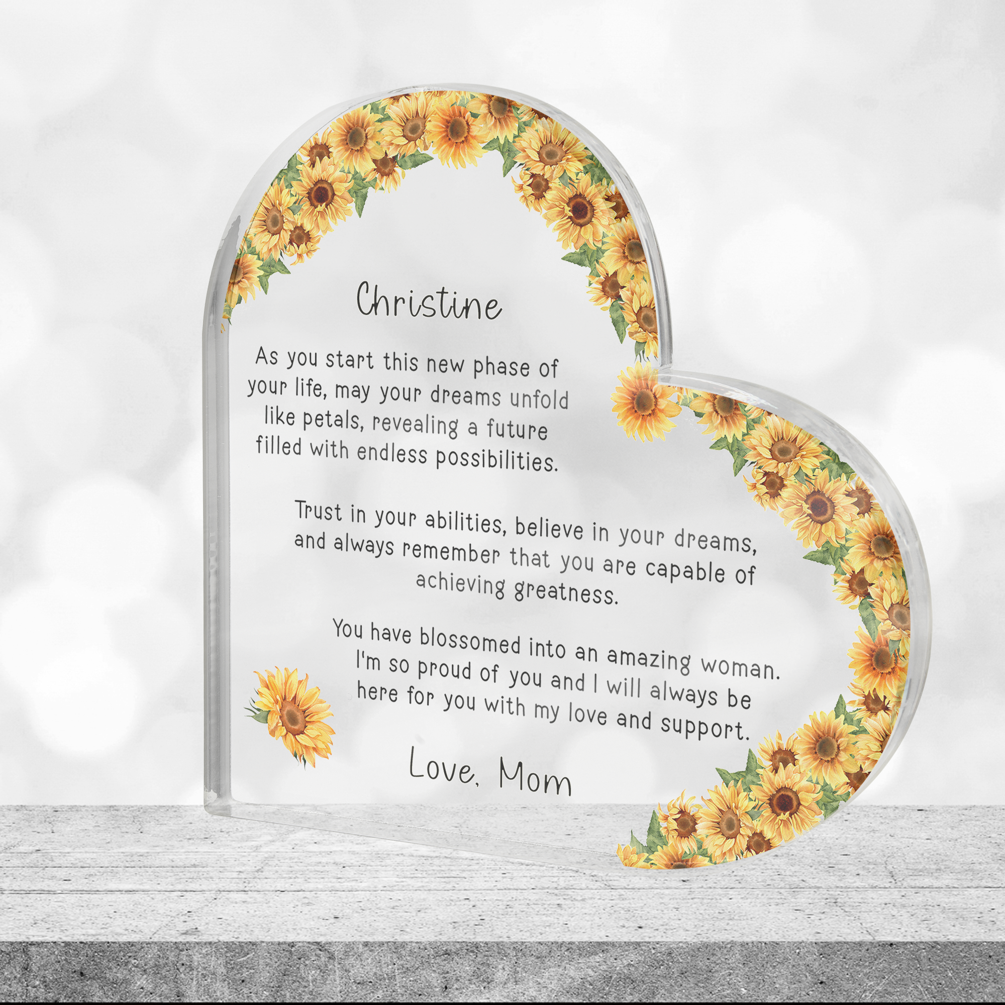 Acrylic Plaque, Heart-shaped, Gifts For Parents For Dad And Mom