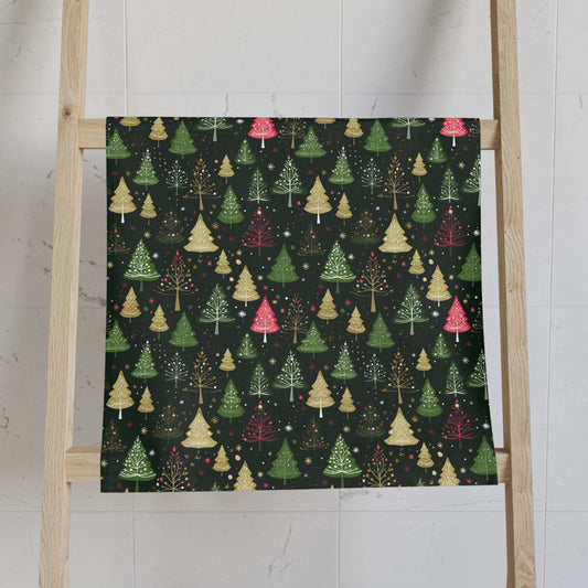 Retro Christmas Trees Pattern Soft Hand Towel T00121