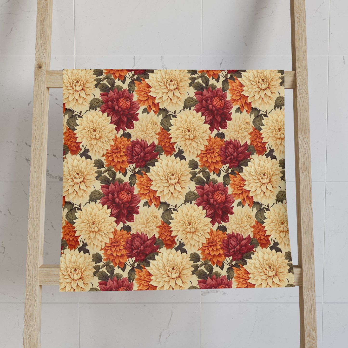 Autumn Dahlia Pattern Soft Hand Towel T00056