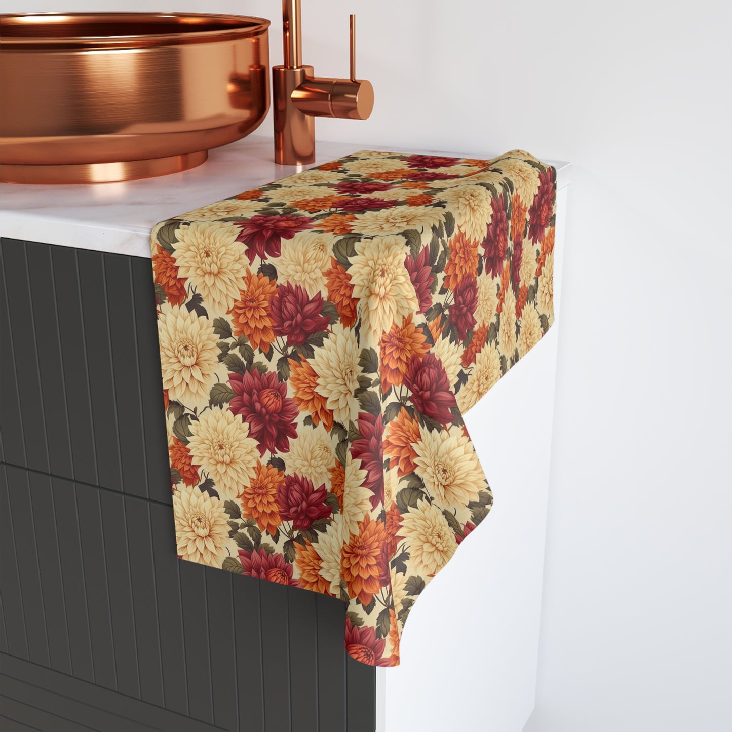 Autumn Dahlia Pattern Soft Hand Towel T00056