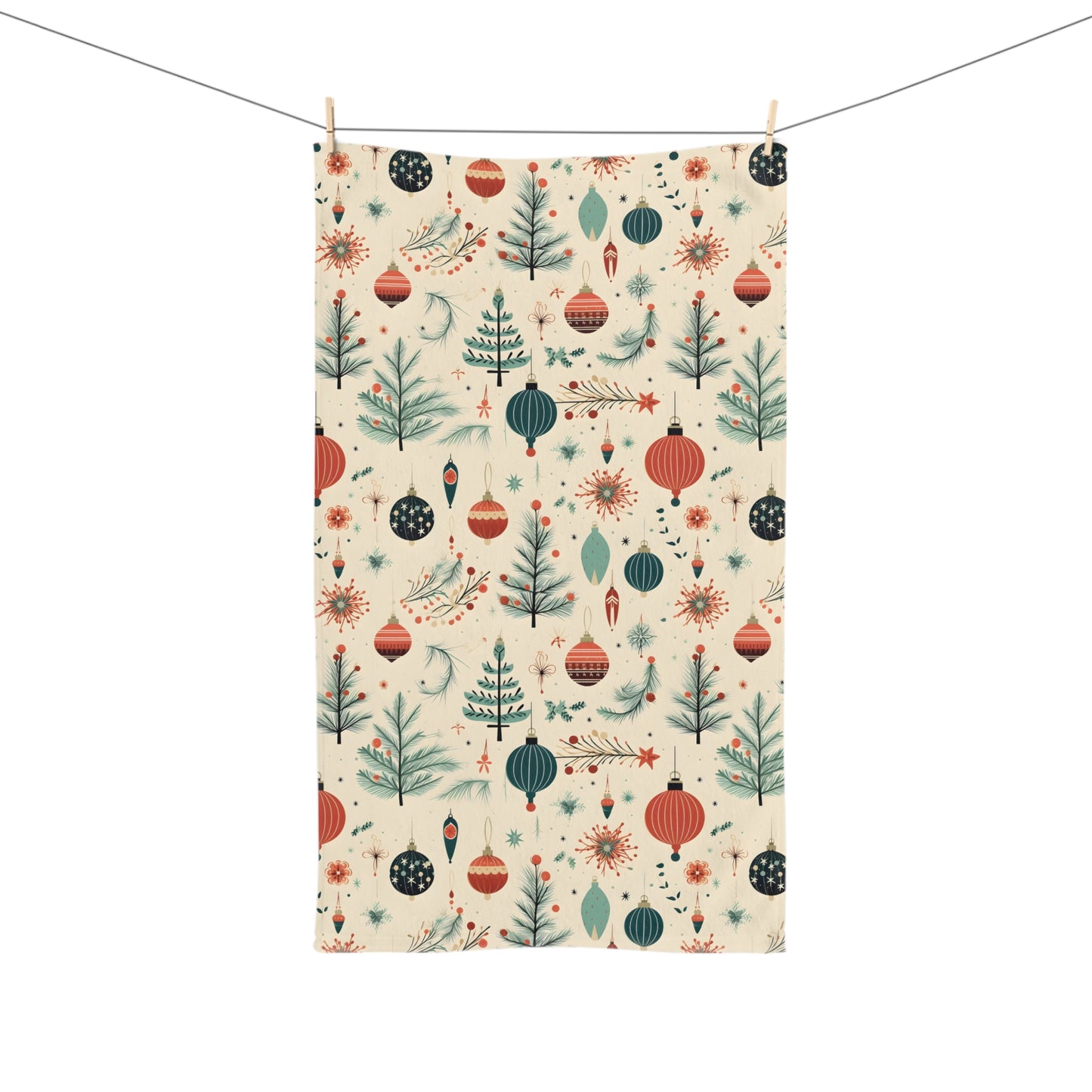 Retro Christmas Ornaments Pattern Soft Hand Towel T00095