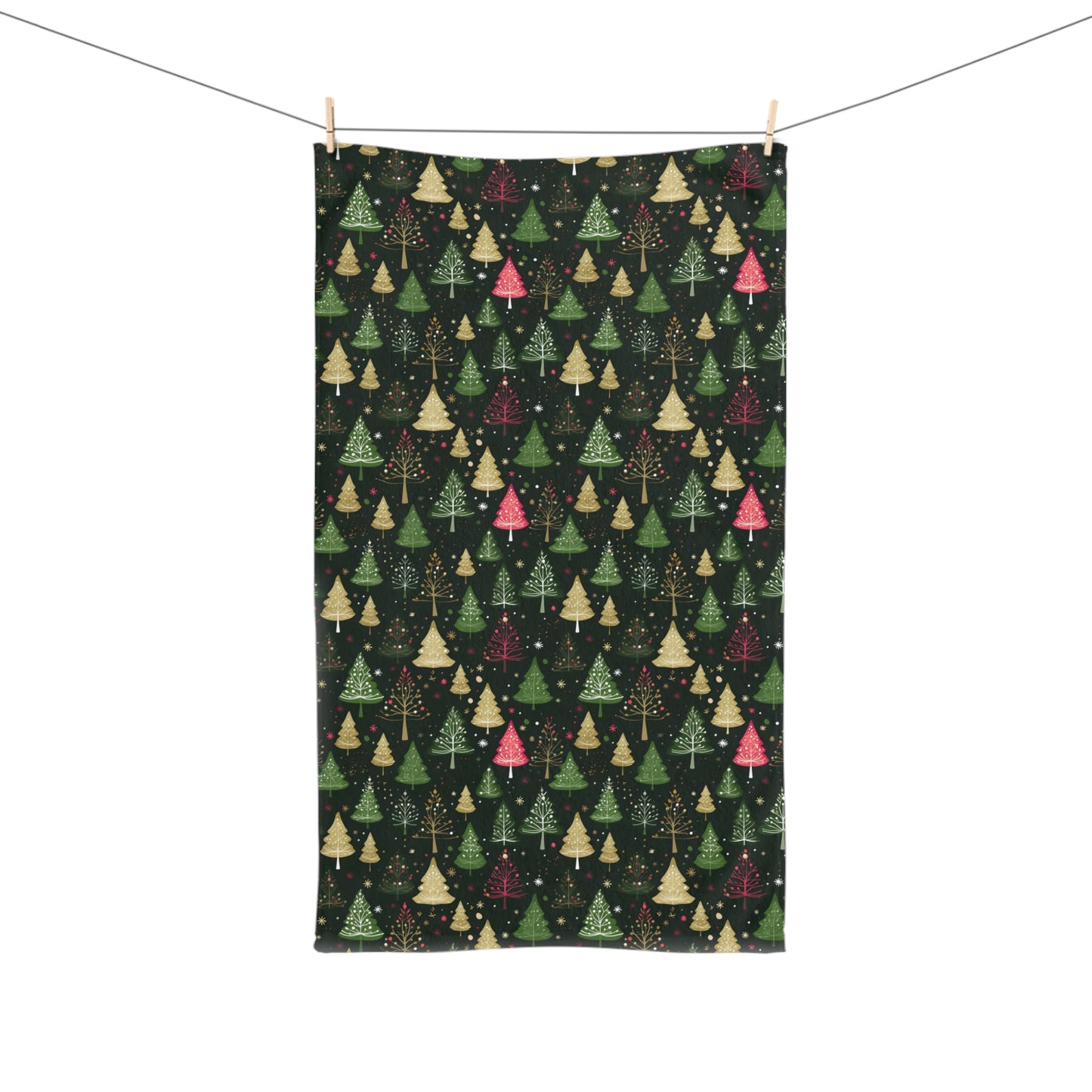 Retro Christmas Trees Pattern Soft Hand Towel T00121