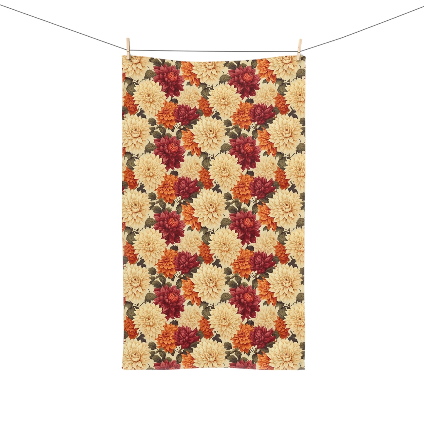 Autumn Dahlia Pattern Soft Hand Towel T00056