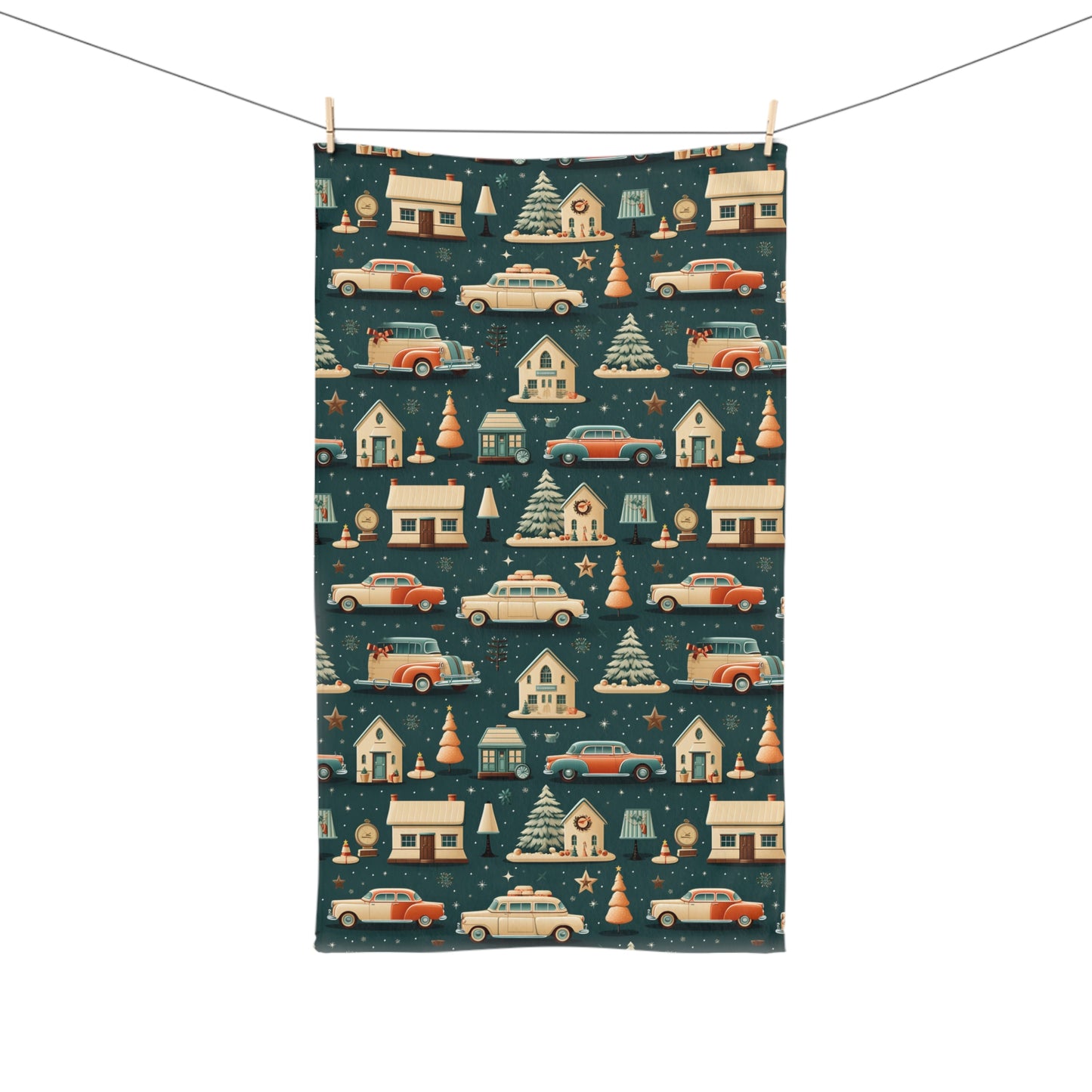 Retro Christmas Travels Pattern Soft Hand Towel T00099