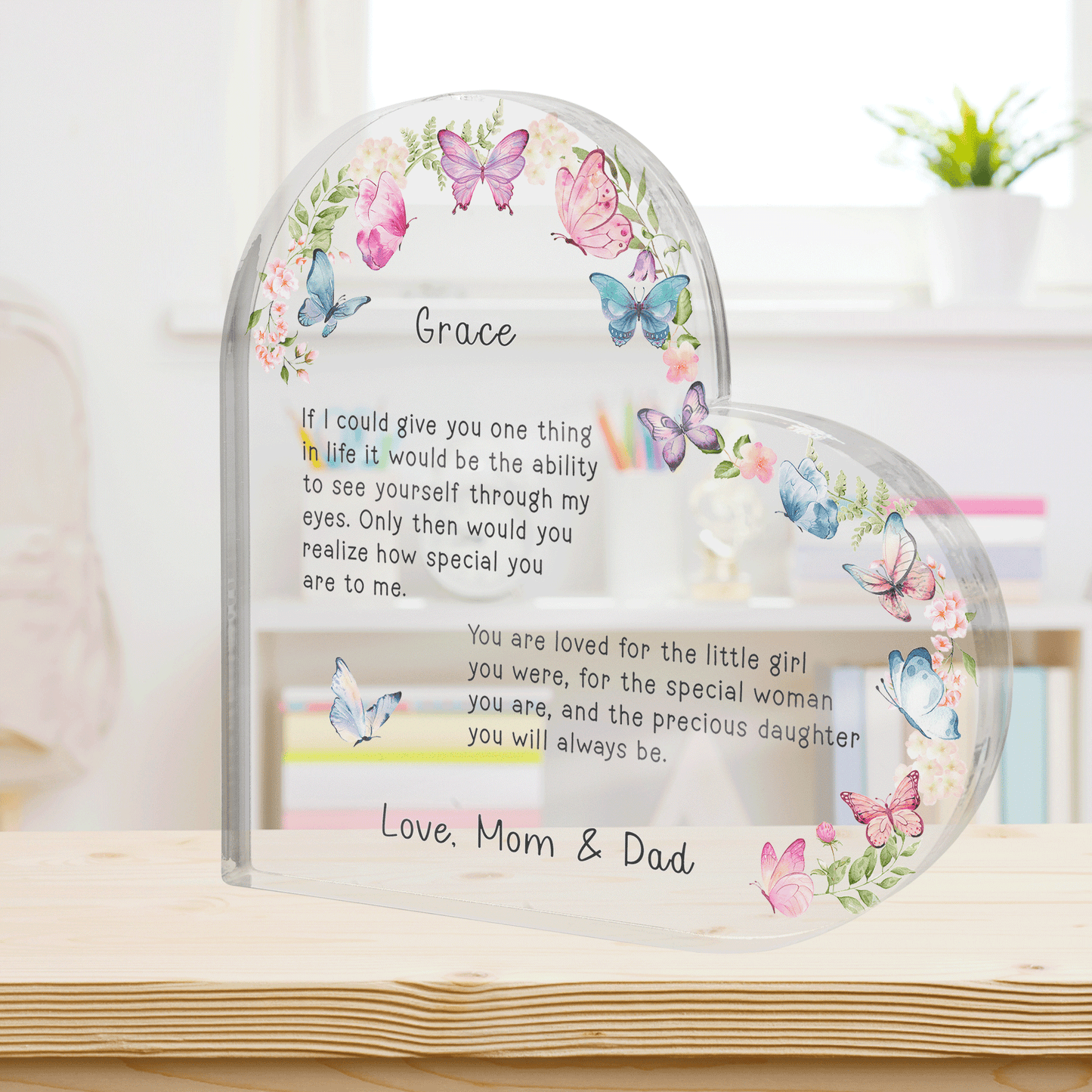 Acrylic Plaque, Heart-shaped, Gifts For Parents For Dad And Mom