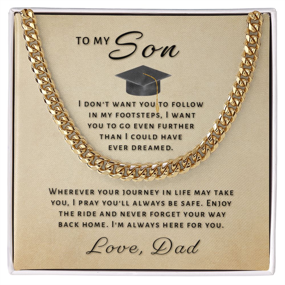 Gift for Son From Dad - Go Further Grad Cuban Link Chain