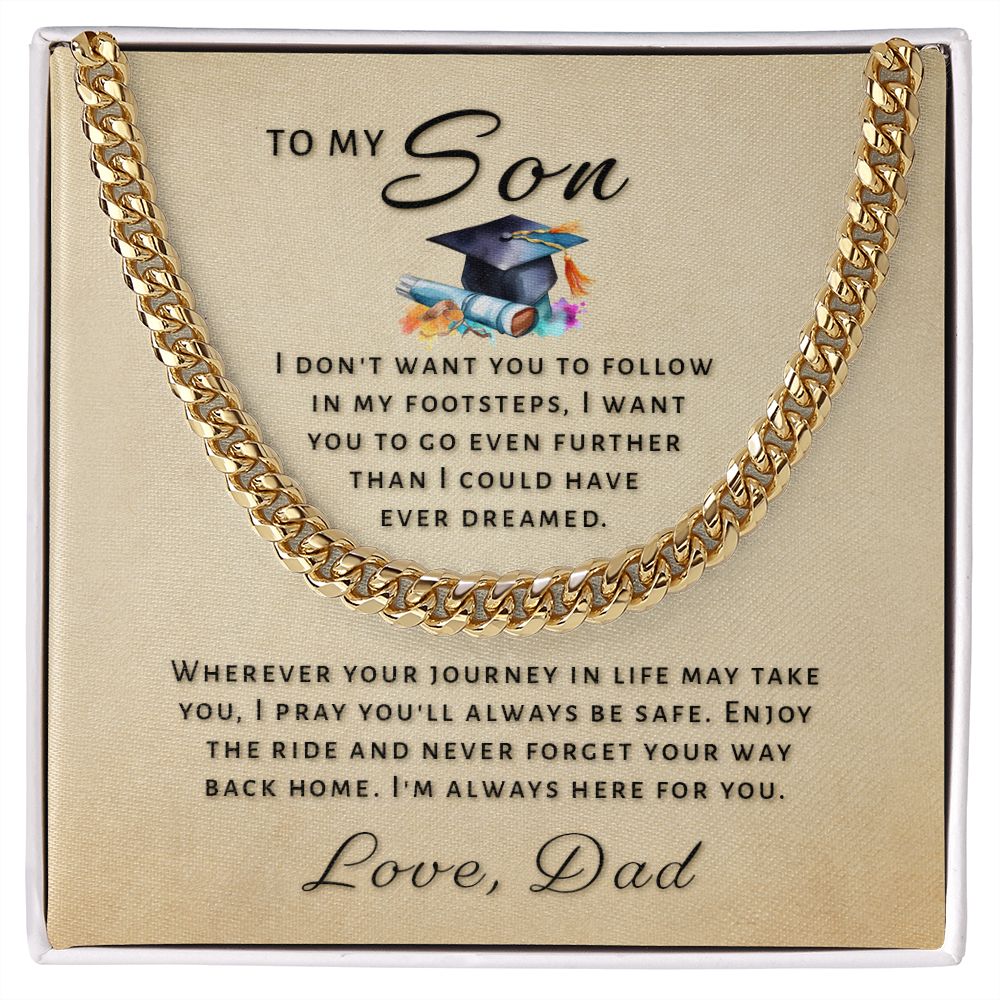 Gift for Son From Dad - Go Further Grad Cuban Link Chain