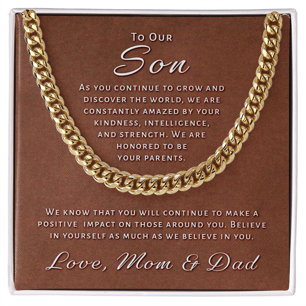 Gift for Son From Mom & Dad - Honored Cuban Link Chain