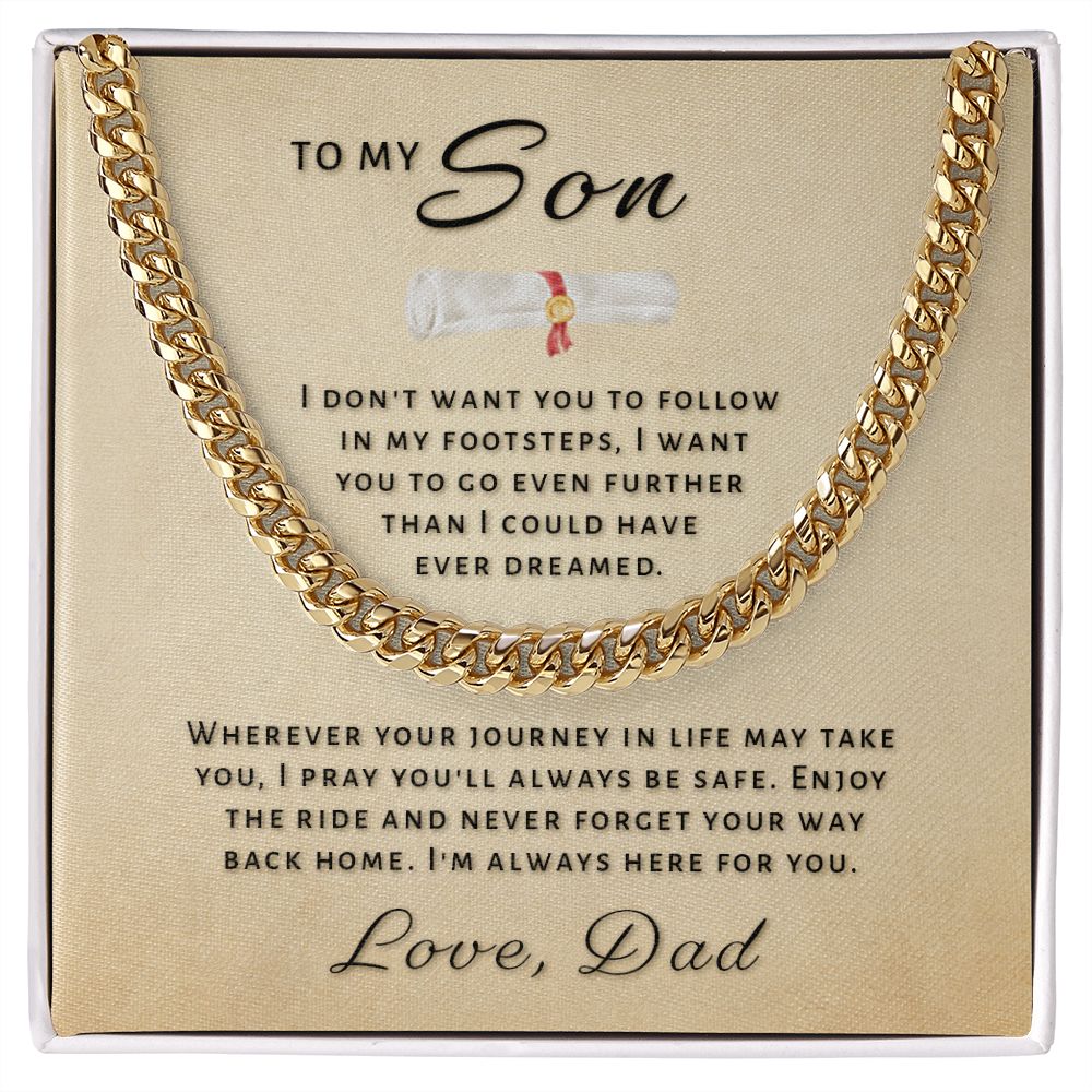 Gift for Son From Dad - Go Further Grad Cuban Link Chain