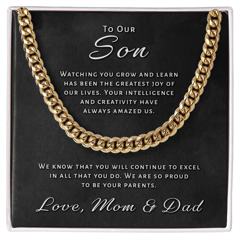 Gift for Son From Mom & Dad - Greatest Joy Cuban Link Chain