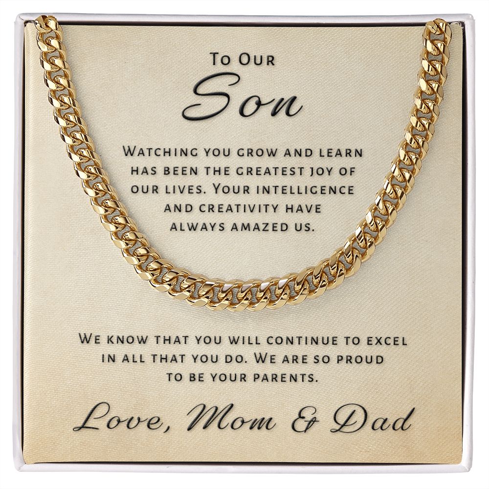 Gift for Son From Mom & Dad - Greatest Joy Cuban Link Chain