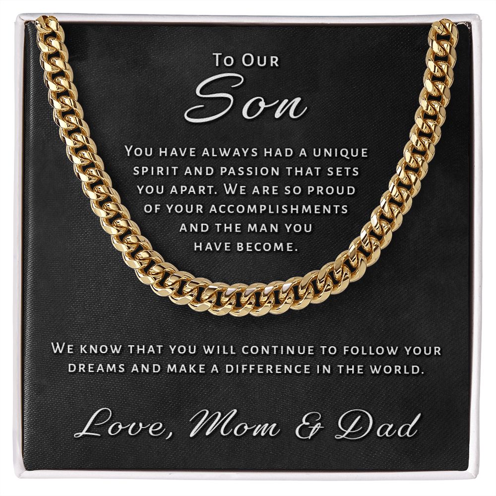 Gift for Son From Mom & Dad - Unique Spirit Cuban Link Chain