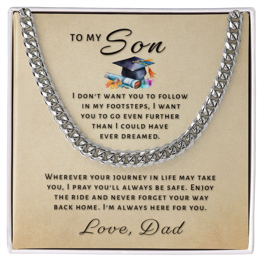 Gift for Son From Dad - Go Further Grad Cuban Link Chain