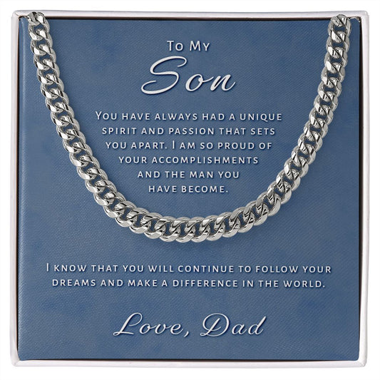 Gift for Son From Dad - Unique Spirit Cuban Link Chain