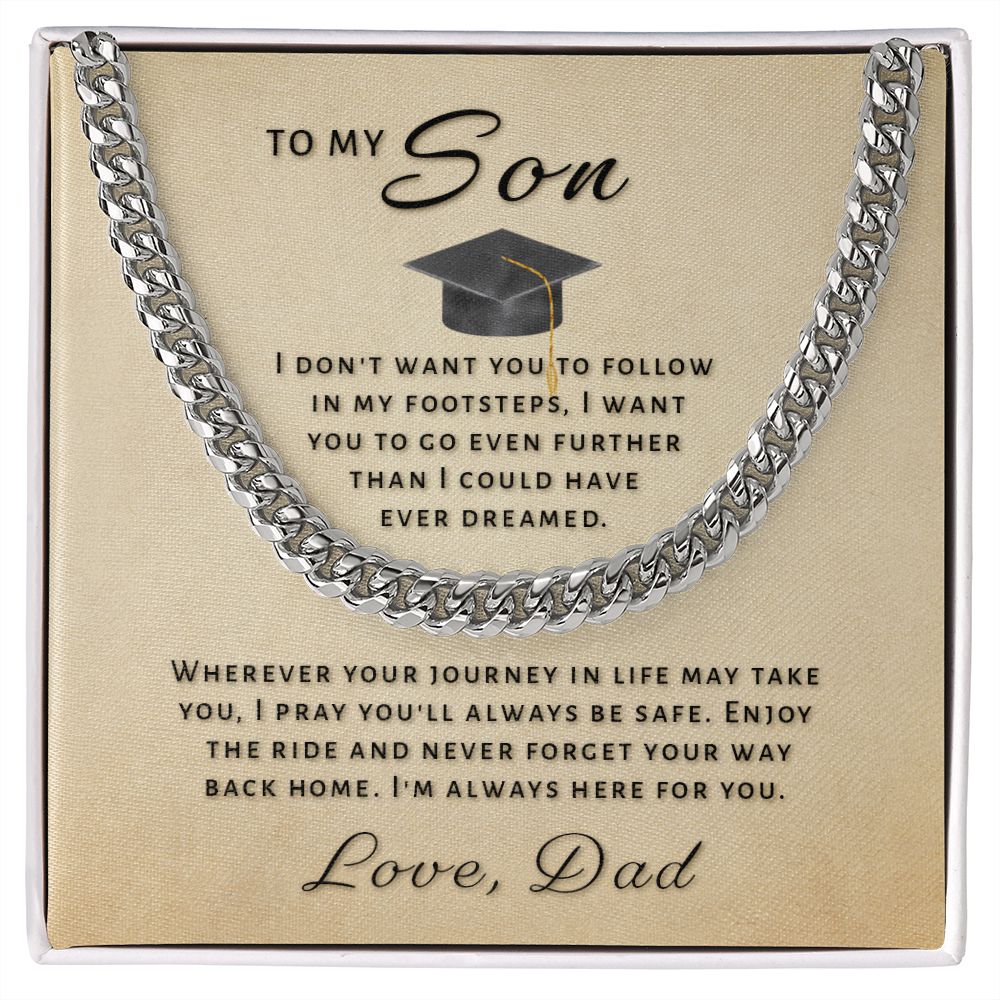 Gift for Son From Dad - Go Further Grad Cuban Link Chain