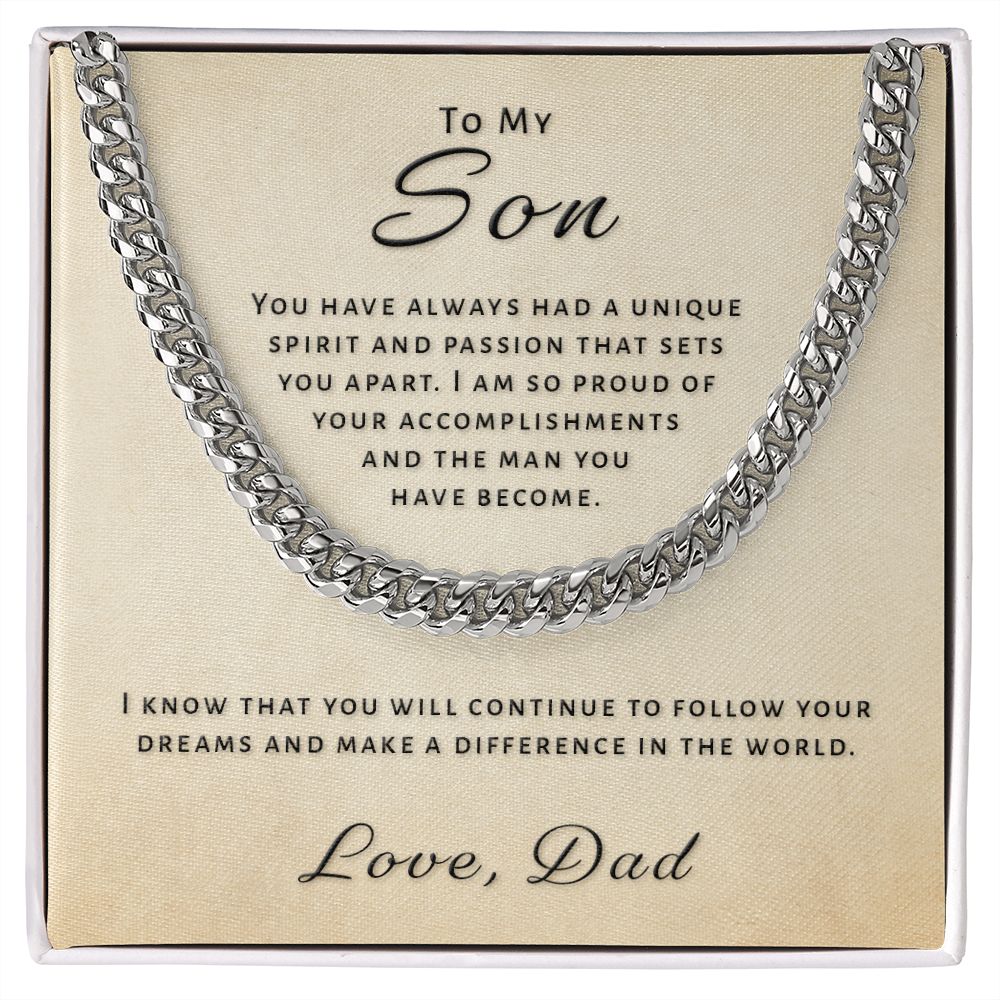 Gift for Son From Dad - Unique Spirit Cuban Link Chain