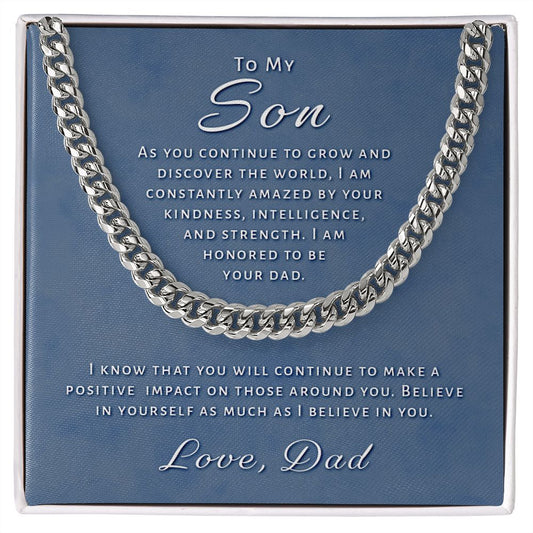 Gift for Son From Dad - Honored Cuban Link Chain