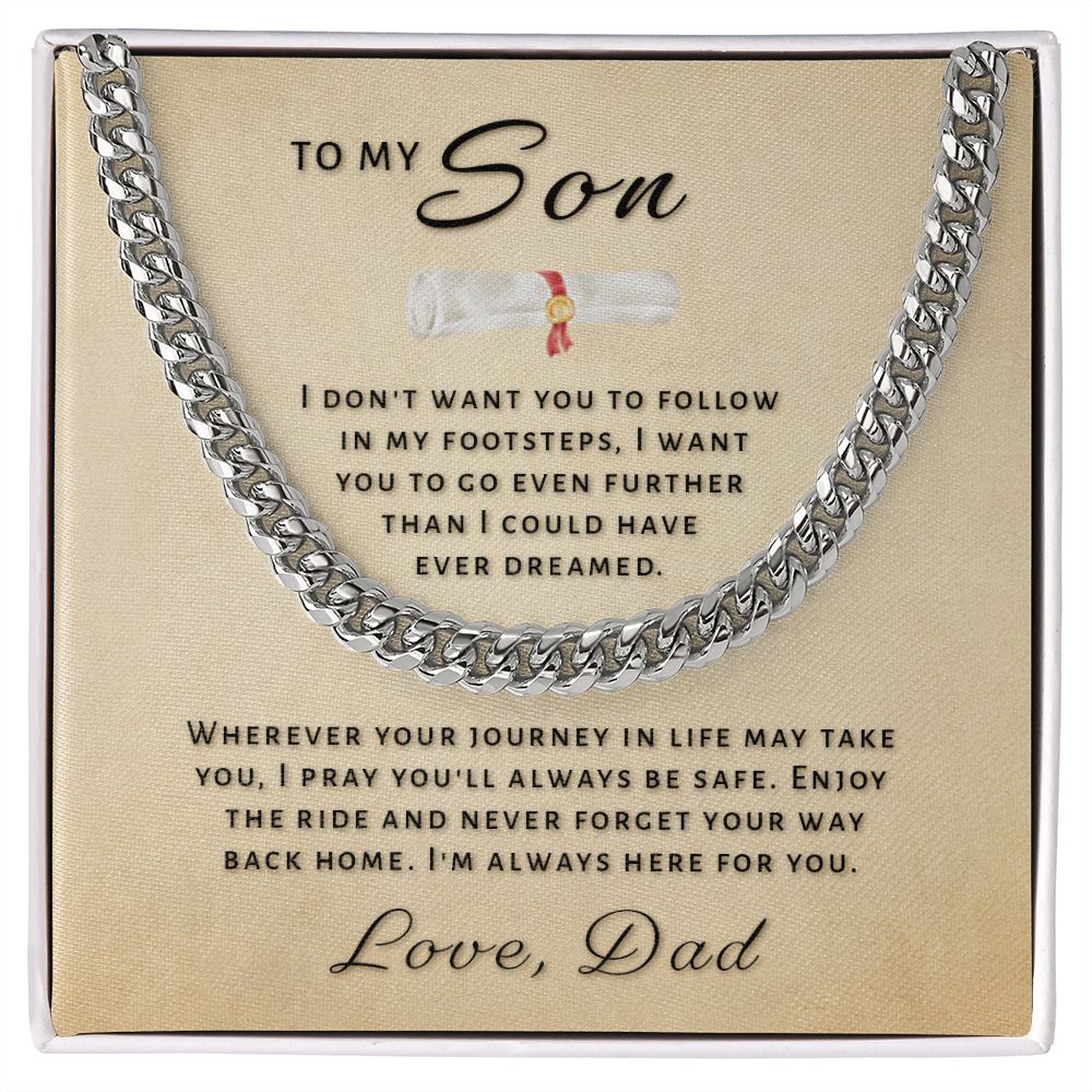 Gift for Son From Dad - Go Further Grad Cuban Link Chain