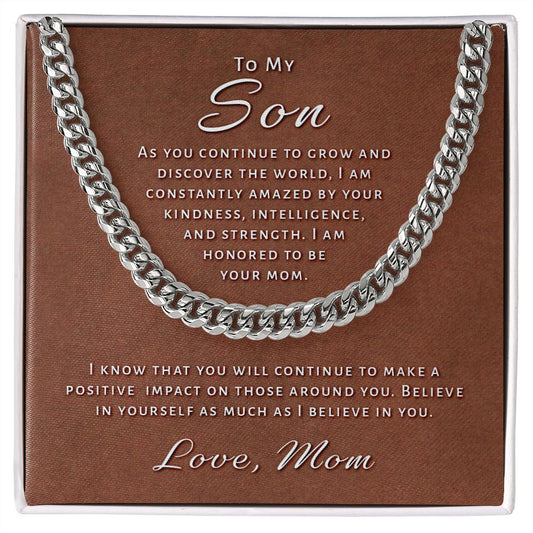 Gift for Son From Mom - Honored Cuban Link Chain