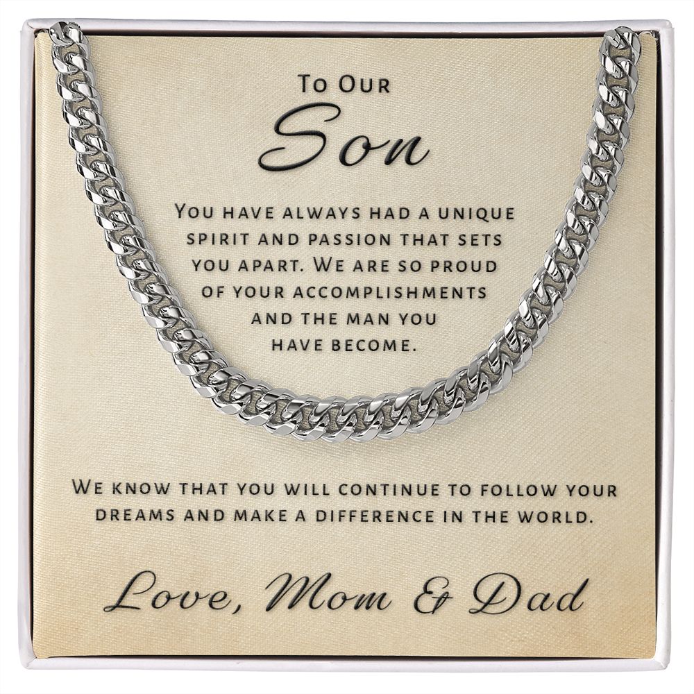 Gift for Son From Mom & Dad - Unique Spirit Cuban Link Chain