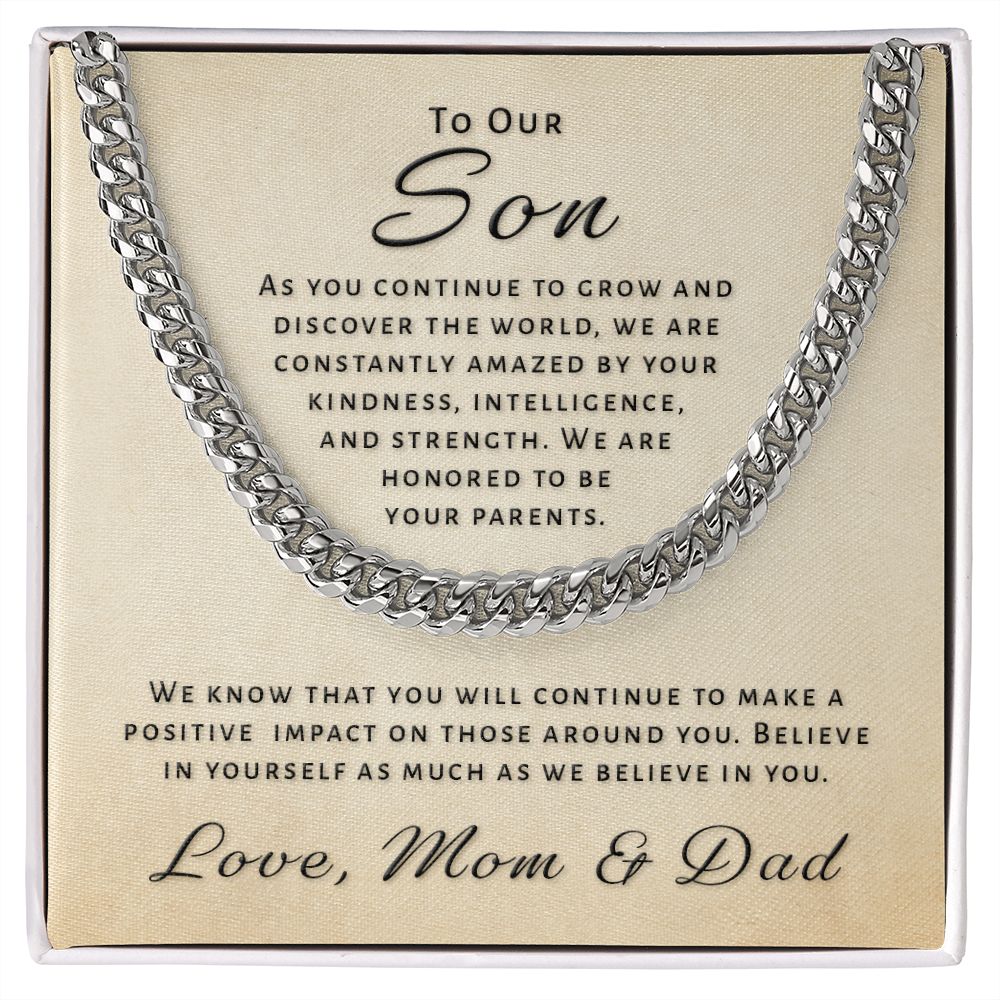 Gift for Son From Mom & Dad - Honored Cuban Link Chain