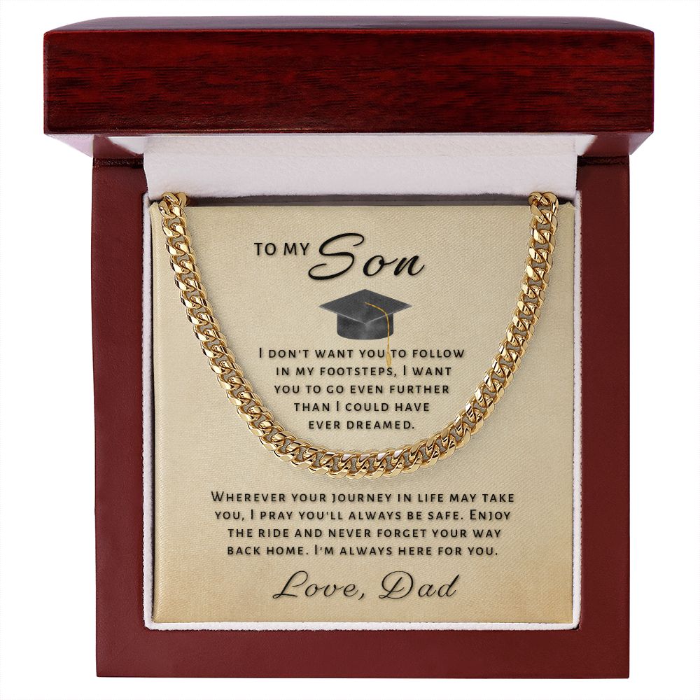 Gift for Son From Dad - Go Further Grad Cuban Link Chain