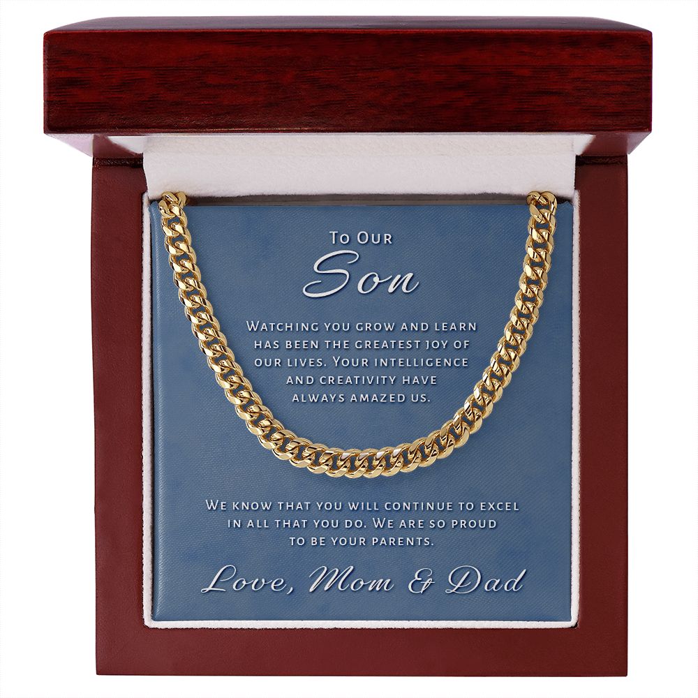 Gift for Son From Mom & Dad - Greatest Joy Cuban Link Chain