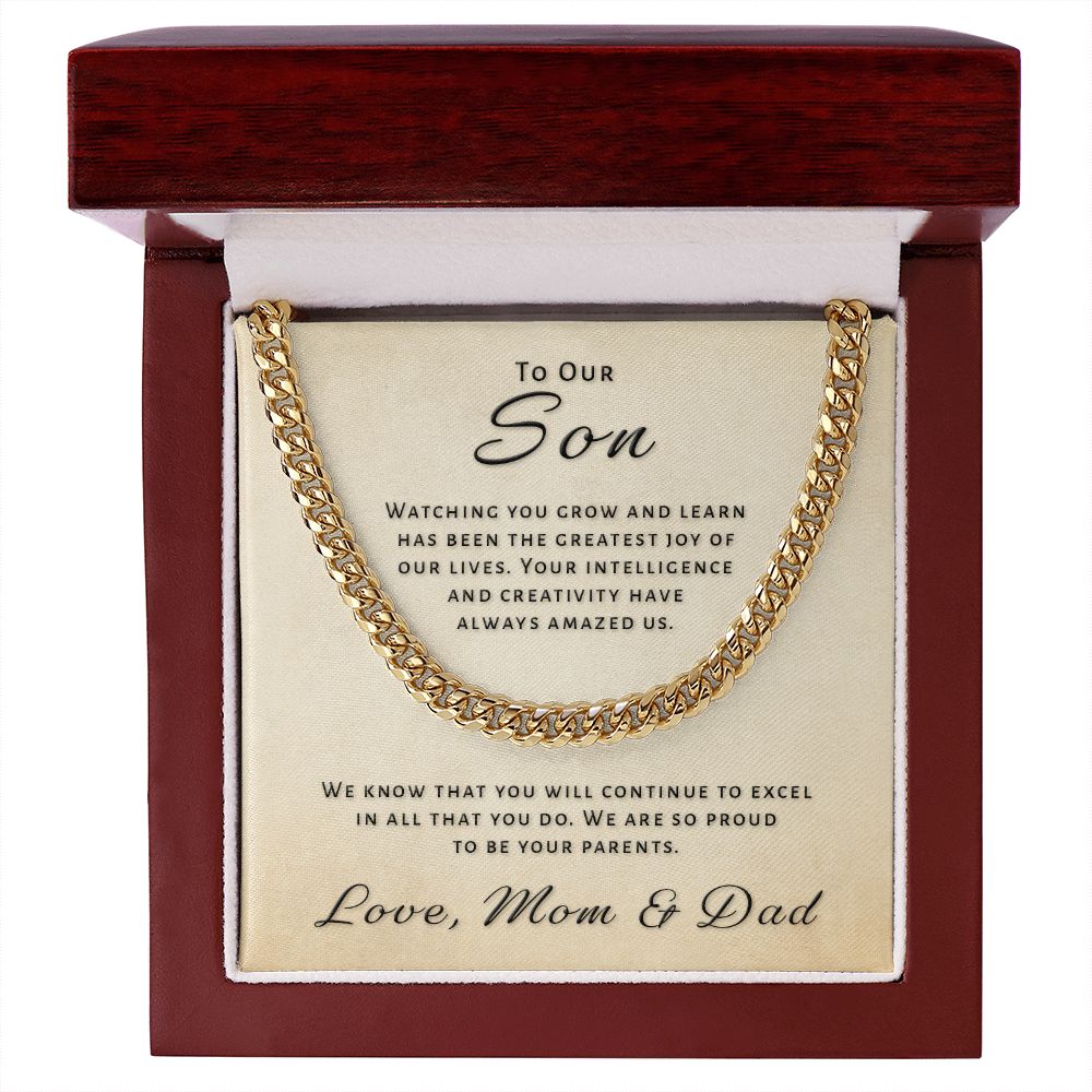 Gift for Son From Mom & Dad - Greatest Joy Cuban Link Chain