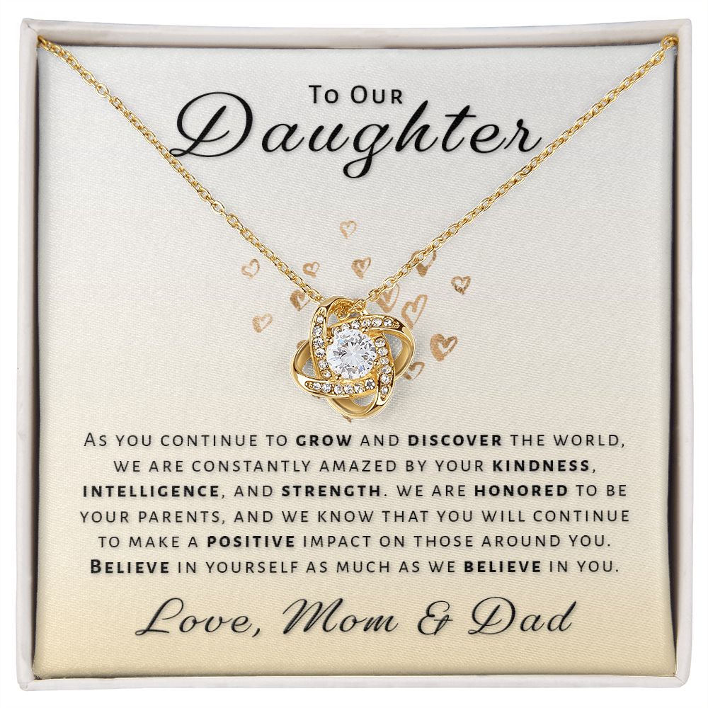 Gift for Daughter From Mom & Dad - Honored Love Knot Necklace