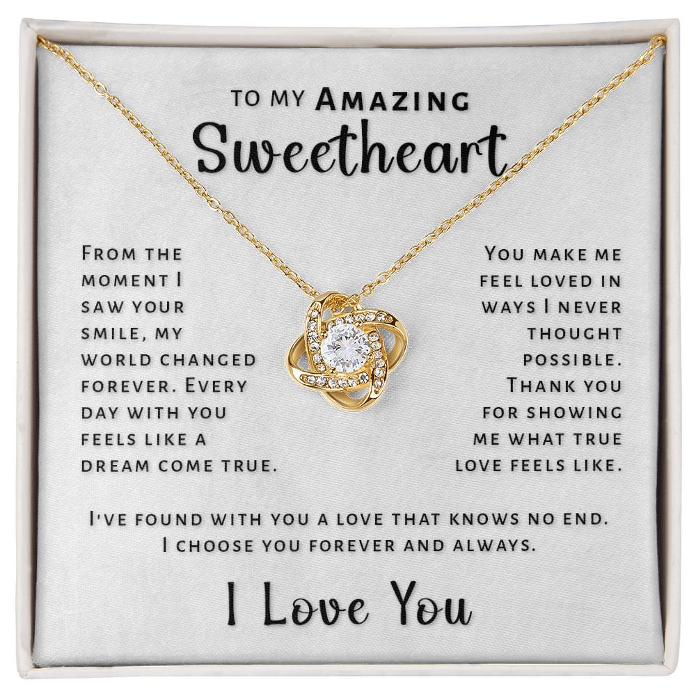 Gift For Sweetheart - Moment I Saw Your Smile Love Knot Necklace