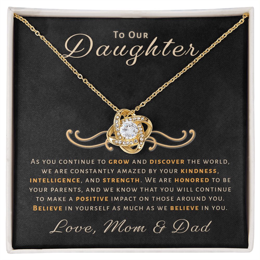 Gift for Daughter From Mom & Dad - Honored Love Knot Necklace