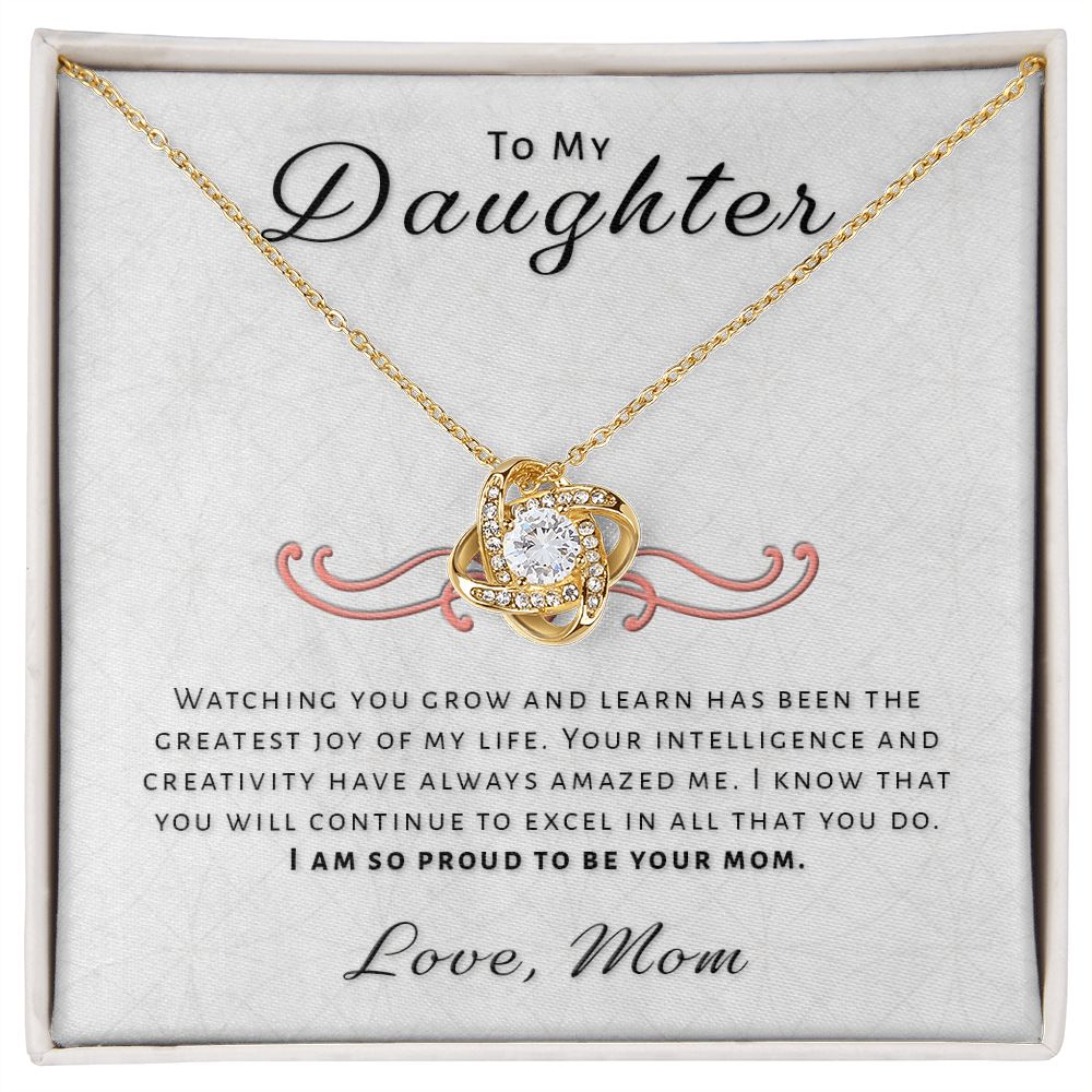 Gift for Daughter From Mom - Greatest Joy Love Knot Necklace