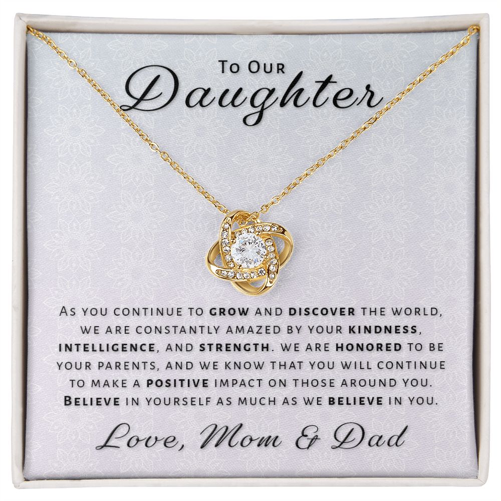 Gift for Daughter From Mom & Dad - Honored Love Knot Necklace