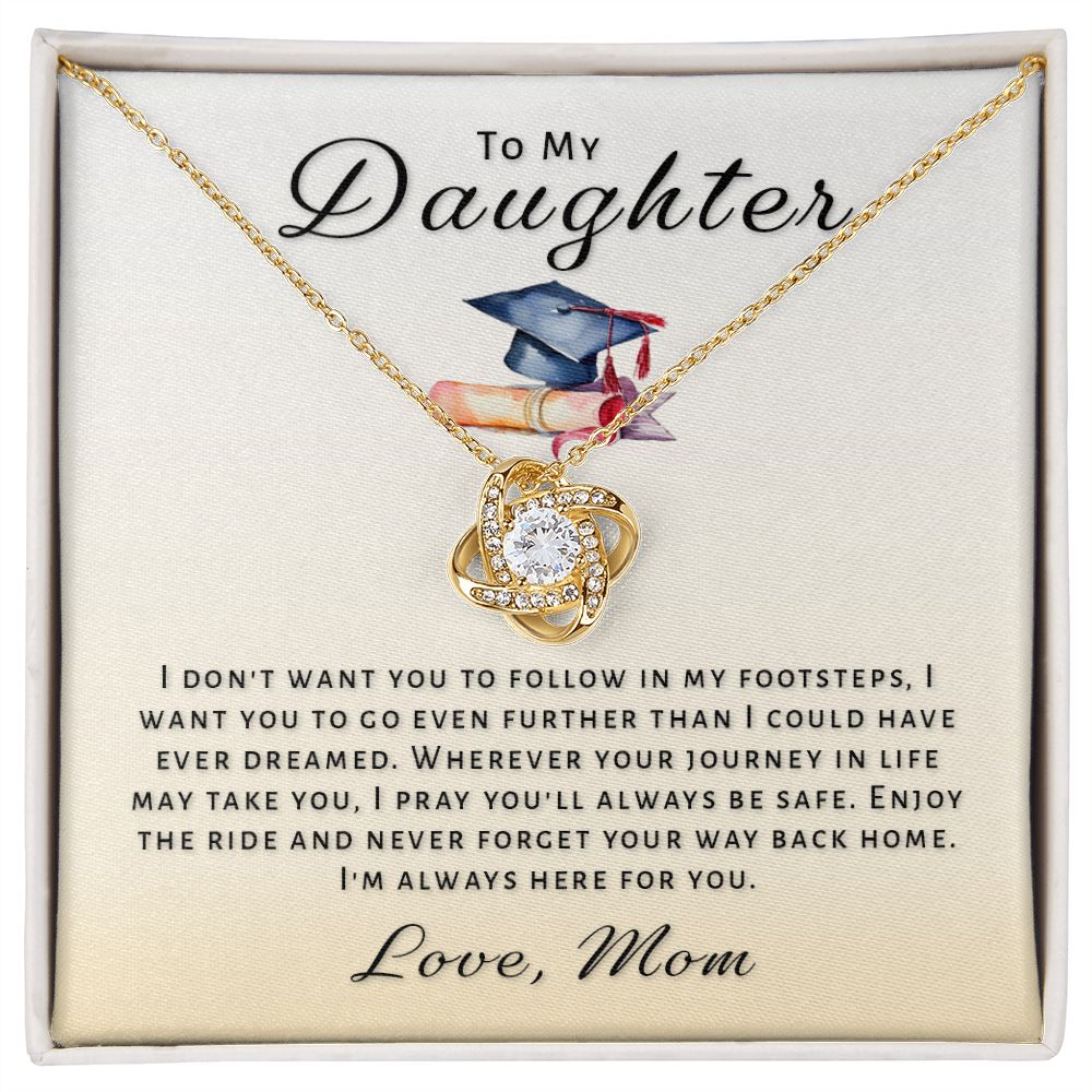 Gift For Daughter From Mom - Go Further Grad Love Knot Necklace