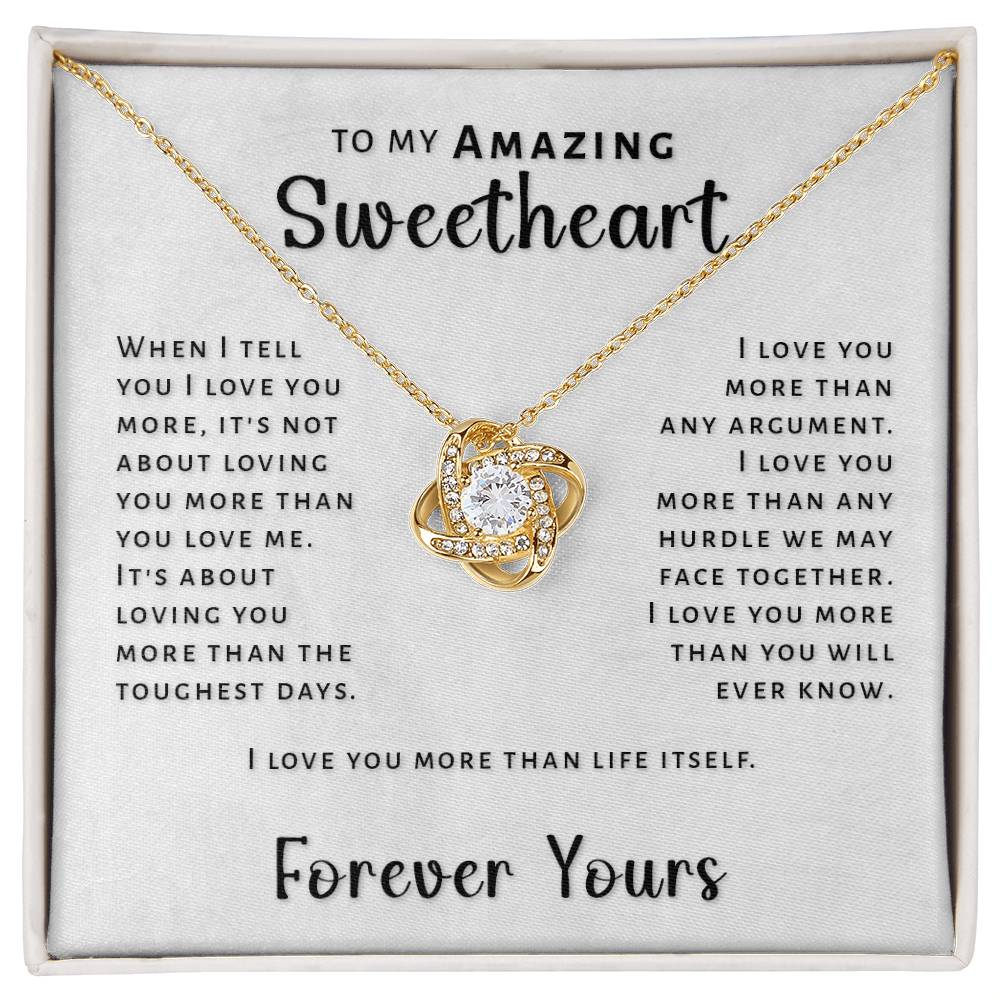 Gift For Sweetheart - I Love You More Than Love Knot Necklace