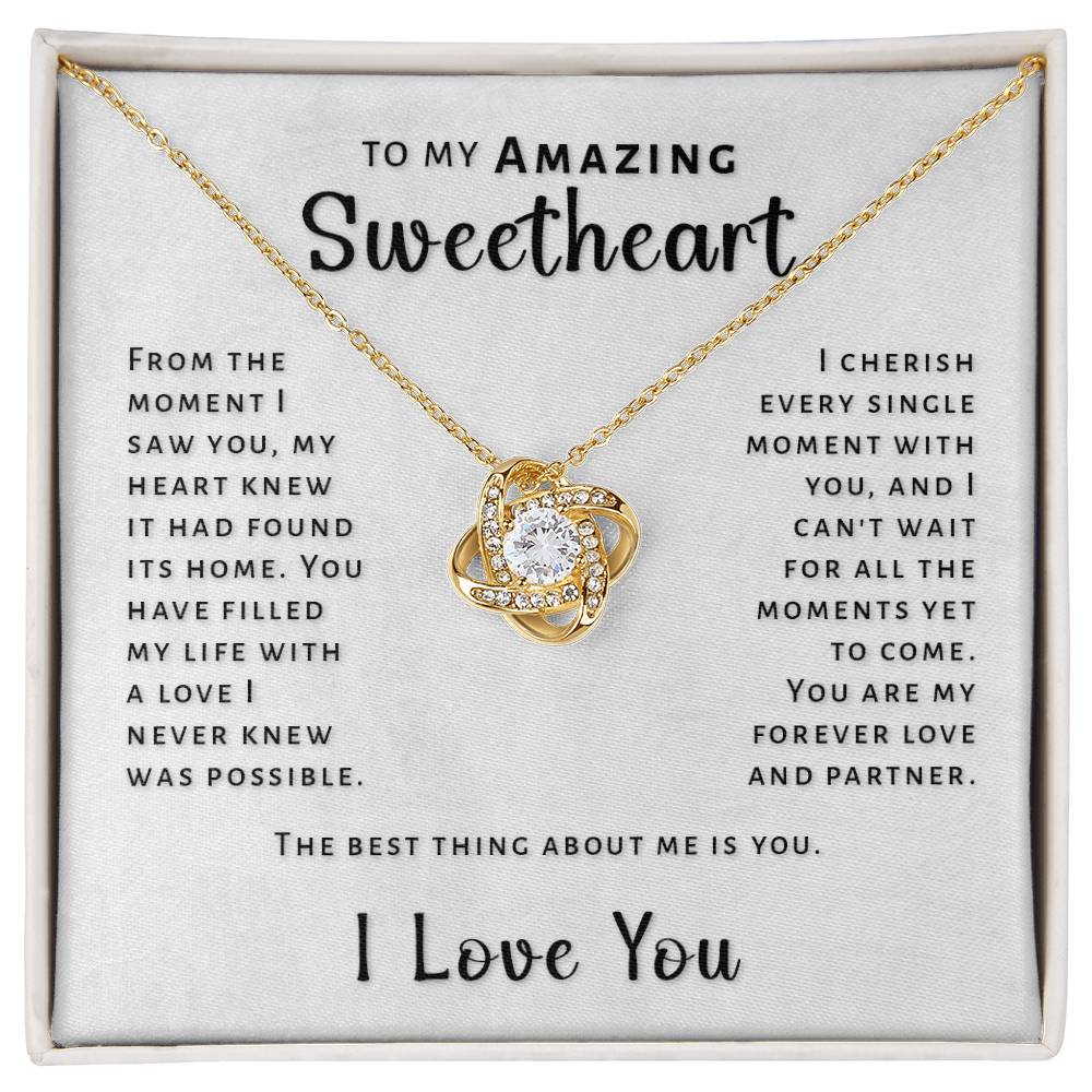 Gift For Sweetheart - Best Thing About Me Love Knot Necklace