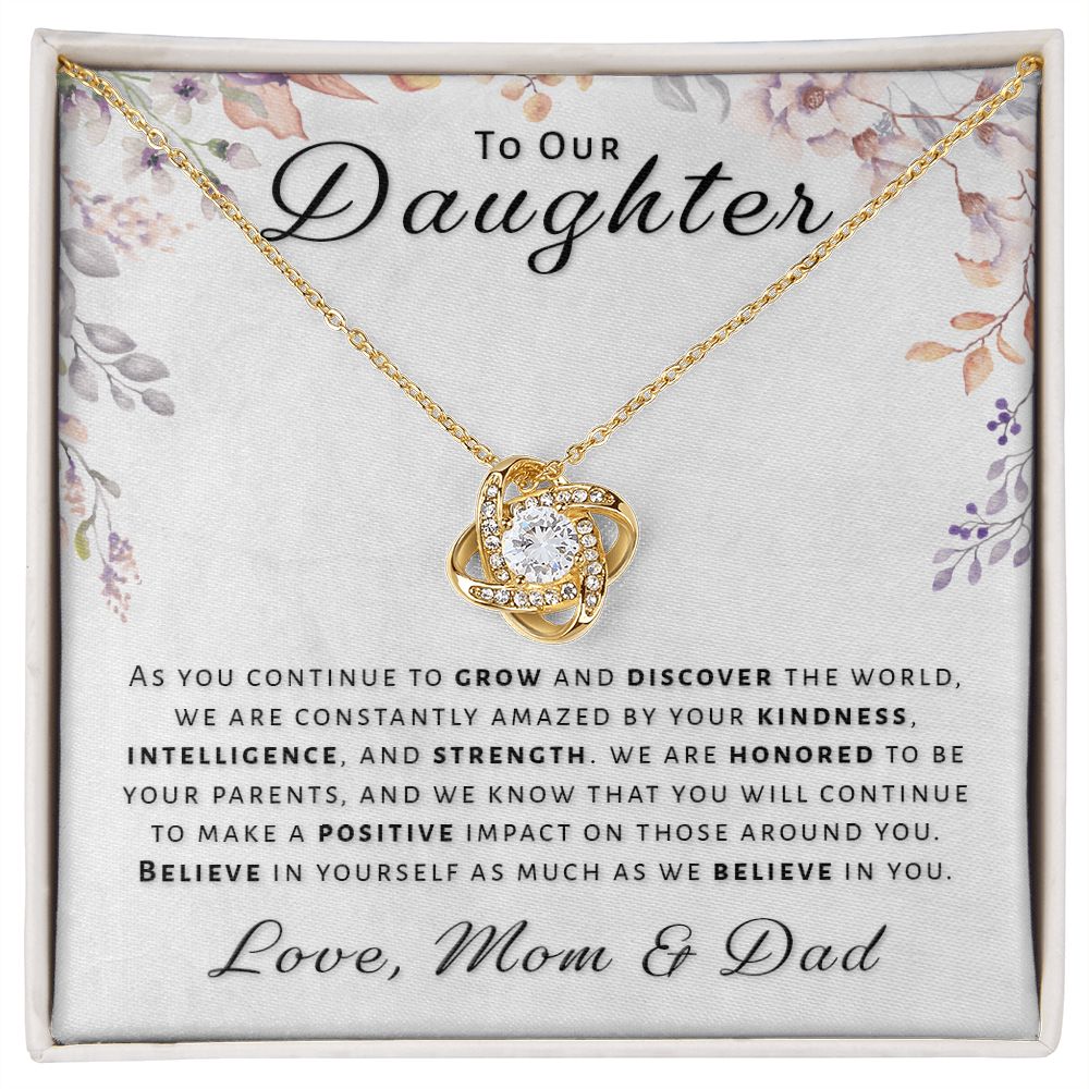 Gift for Daughter From Mom & Dad - Honored Love Knot Necklace