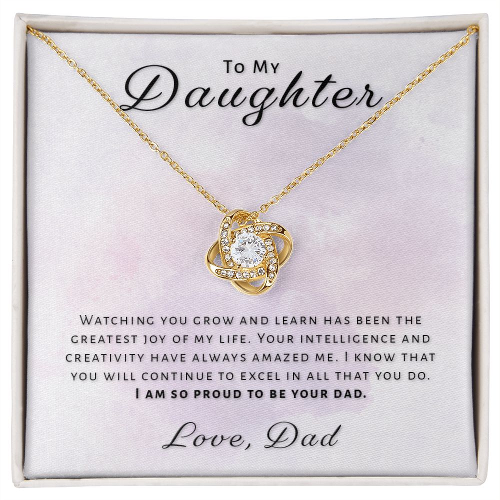 Gift for Daughter From Dad - Greatest Joy Love Knot Necklace