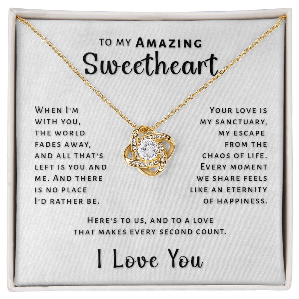 Gift For Sweetheart - World Fades Away Love Knot Necklace