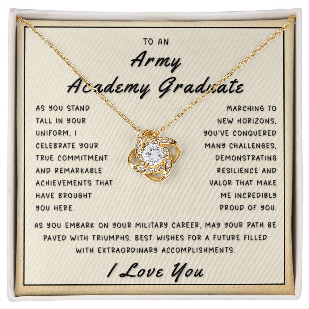 Gift for Army Academy Graduate - New Horizons Love Knot Necklace