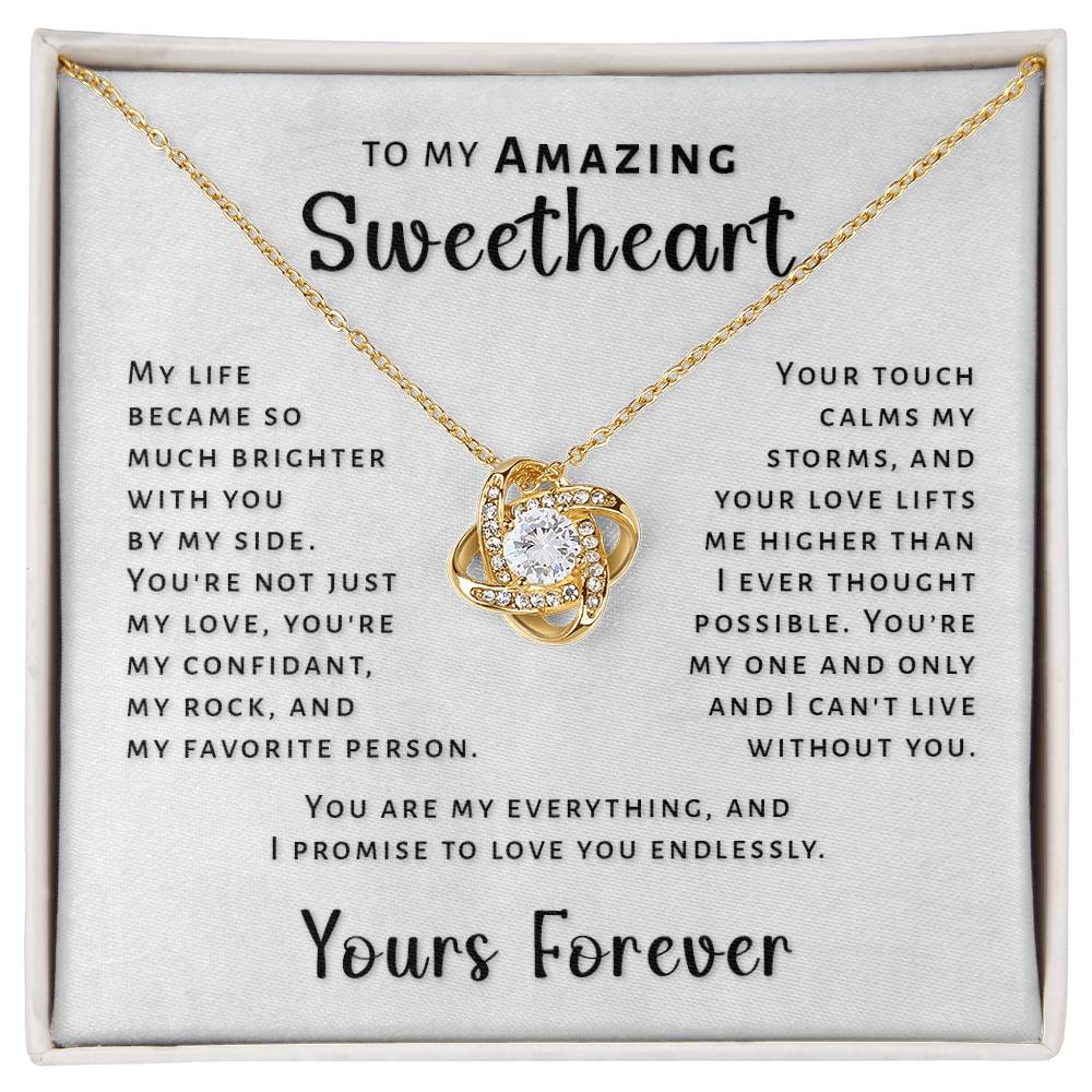 Gift For Sweetheart - Love Lifts Me Love Knot Necklace