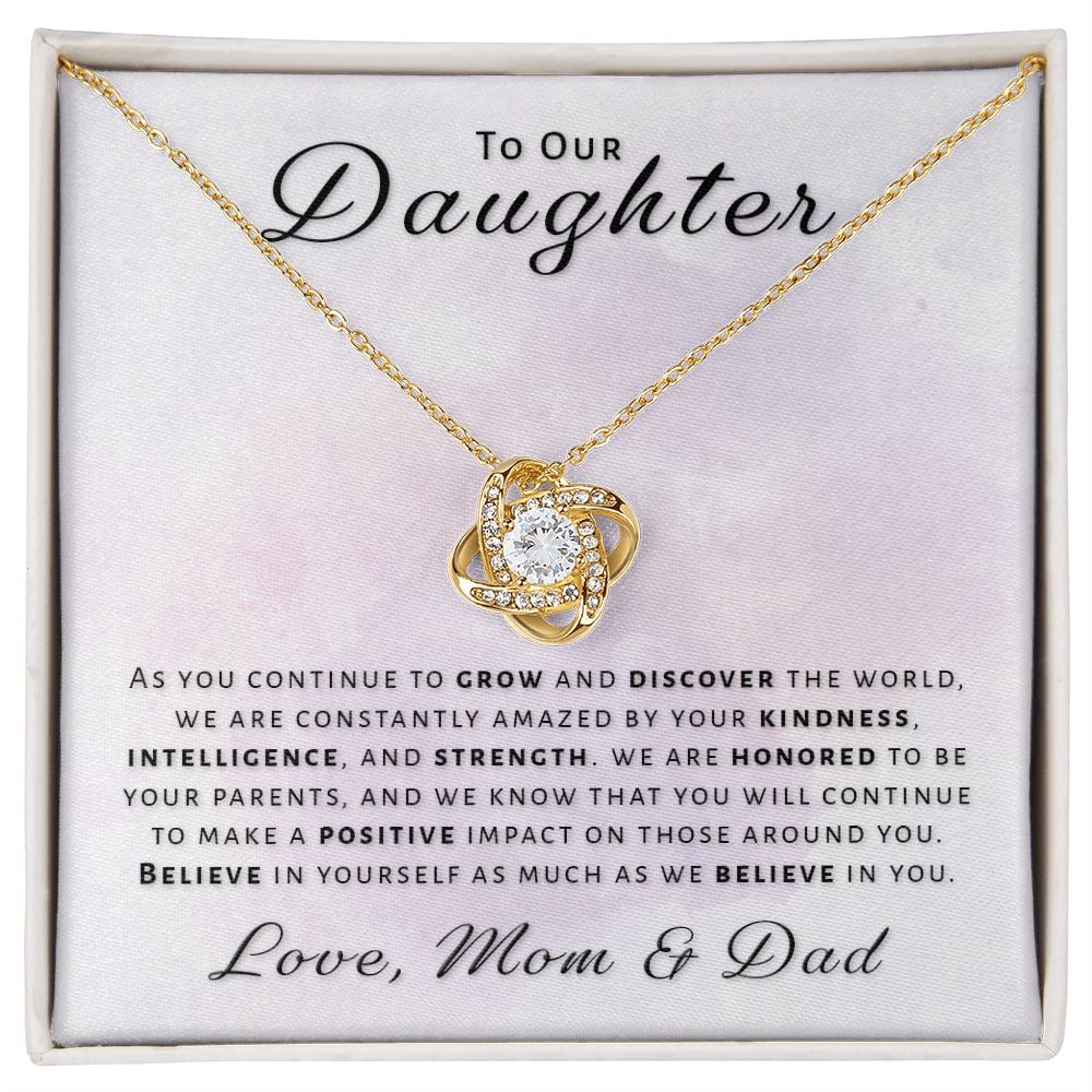 Gift for Daughter From Mom & Dad - Honored Love Knot Necklace