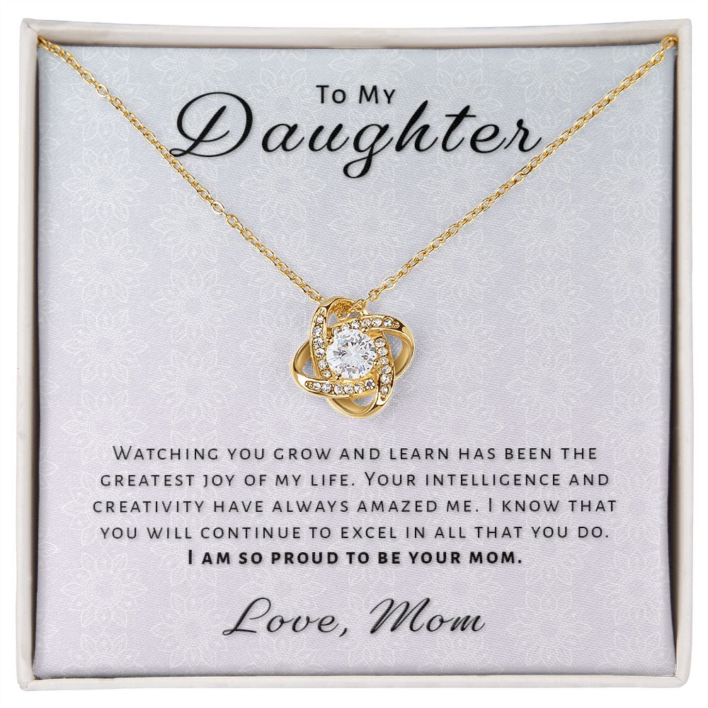 Gift for Daughter From Mom - Greatest Joy Love Knot Necklace