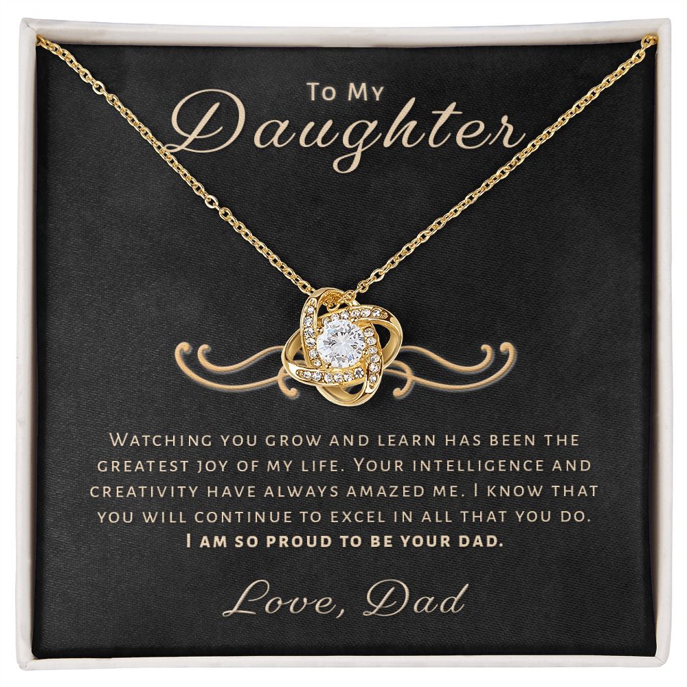 Gift for Daughter From Dad - Greatest Joy Love Knot Necklace