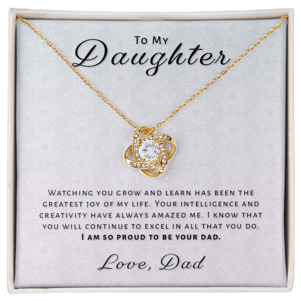 Gift for Daughter From Dad - Greatest Joy Love Knot Necklace