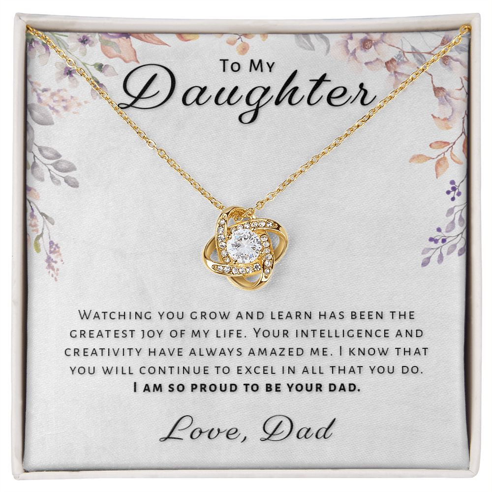 Gift for Daughter From Dad - Greatest Joy Love Knot Necklace