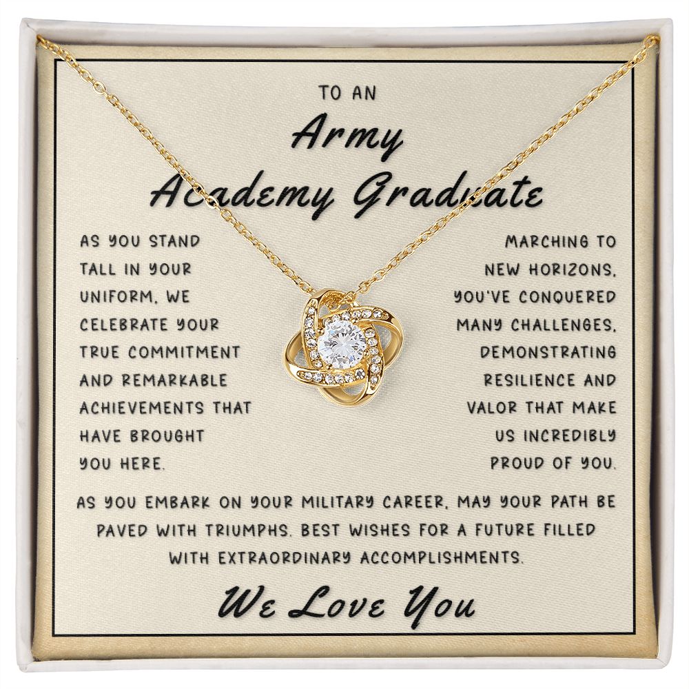 Gift for Army Academy Graduate From Us - New Horizons Love Knot Necklace