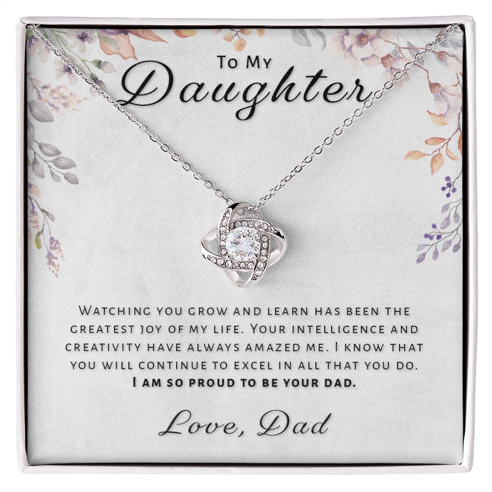 Gift for Daughter From Dad - Greatest Joy Love Knot Necklace