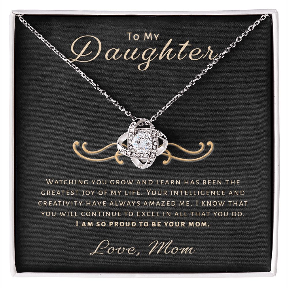 Gift for Daughter From Mom - Greatest Joy Love Knot Necklace