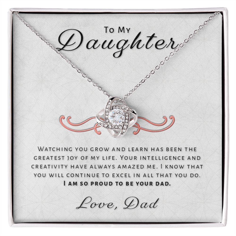 Gift for Daughter From Dad - Greatest Joy Love Knot Necklace